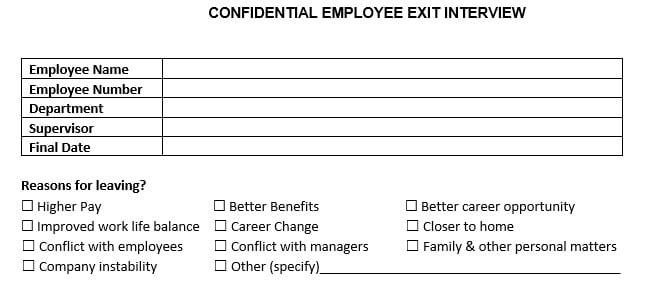Disciplinary & Termination - Exit Interview Template
