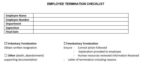 Termination Checklist