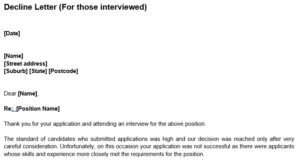Recruitment & Staff Selection - Job Application Status Response Letters ...