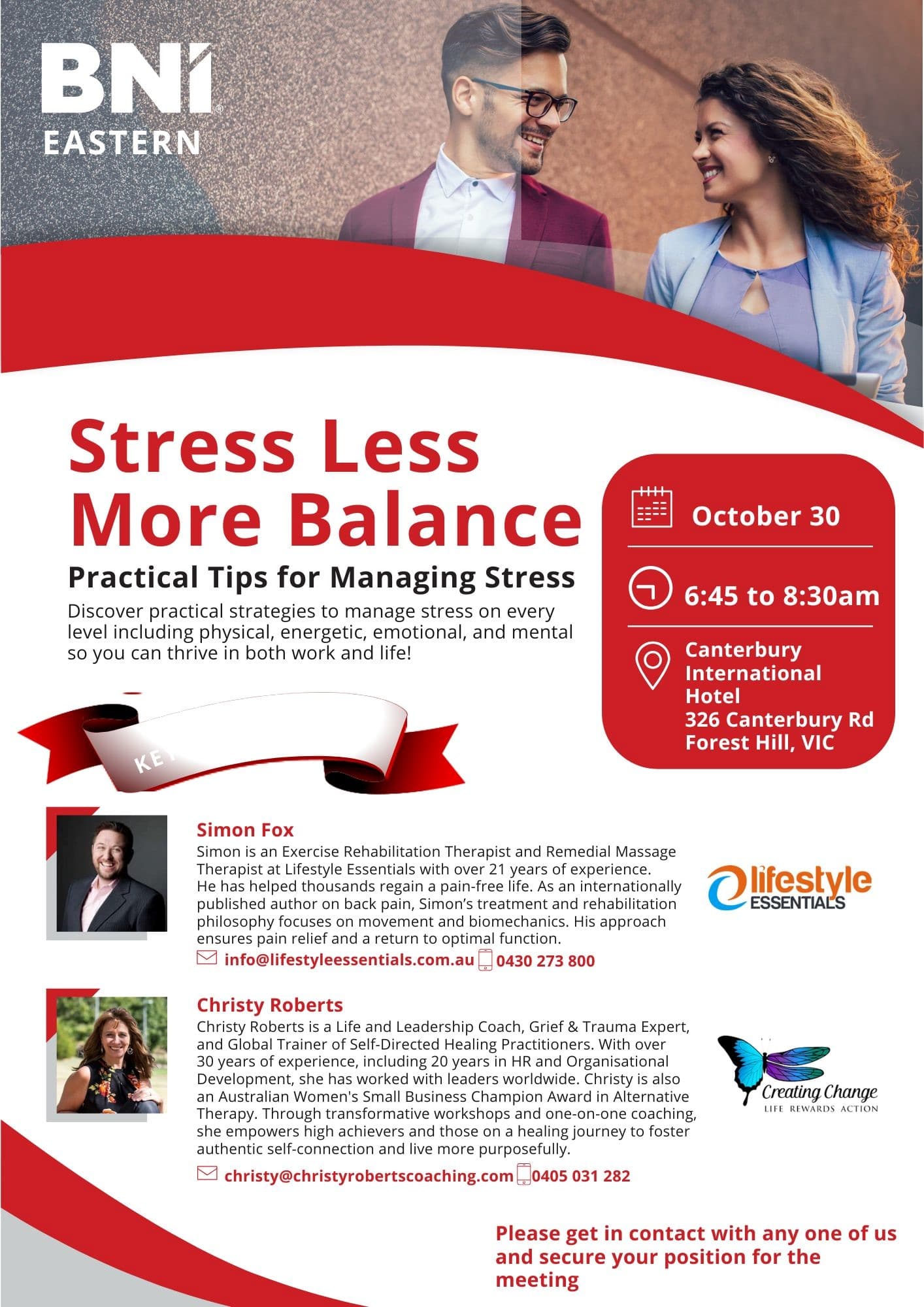 New BNI Eastern Event: Stress Less, More Balance